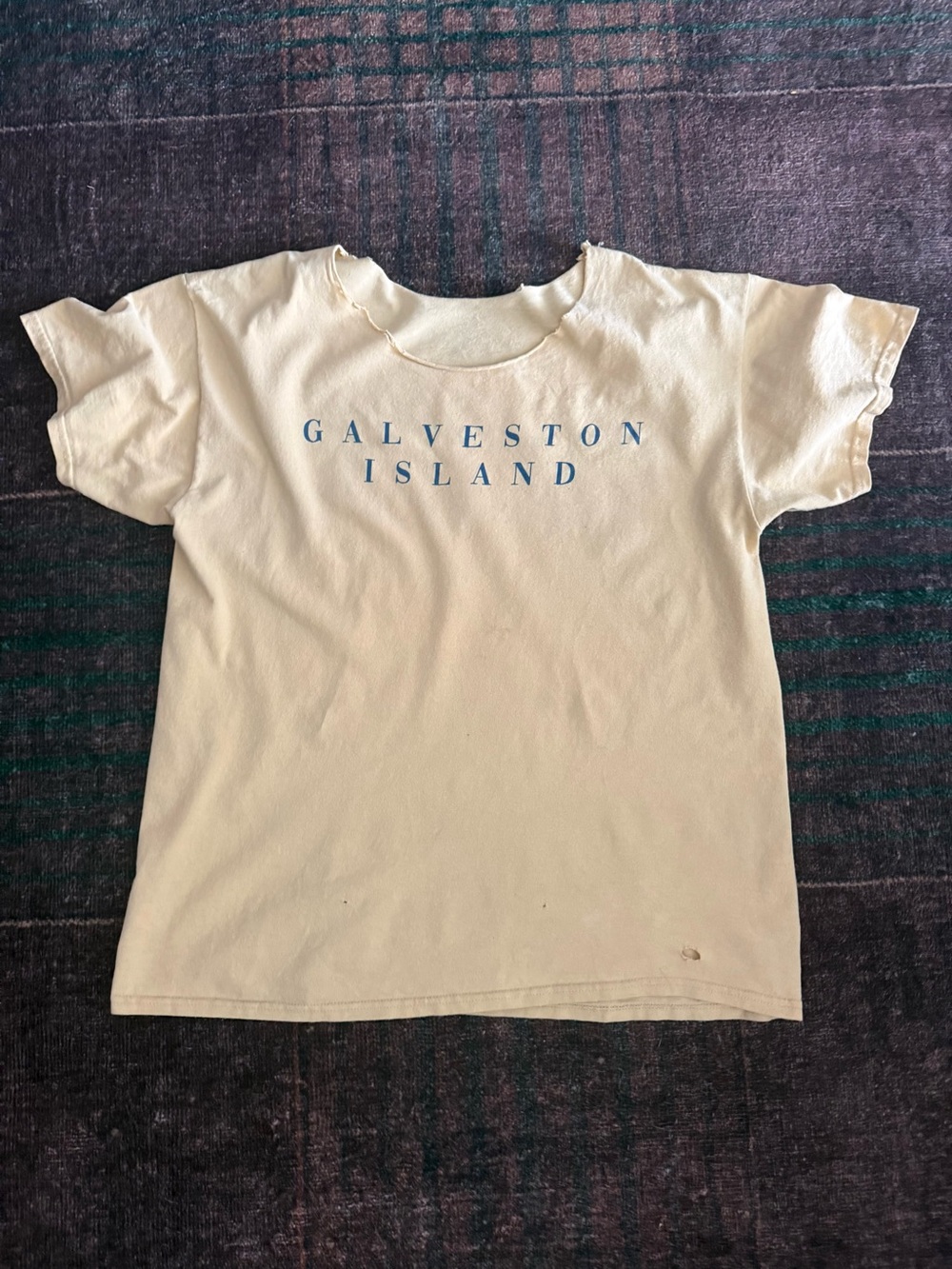Galveston Island Cream Shirt with Blue Print